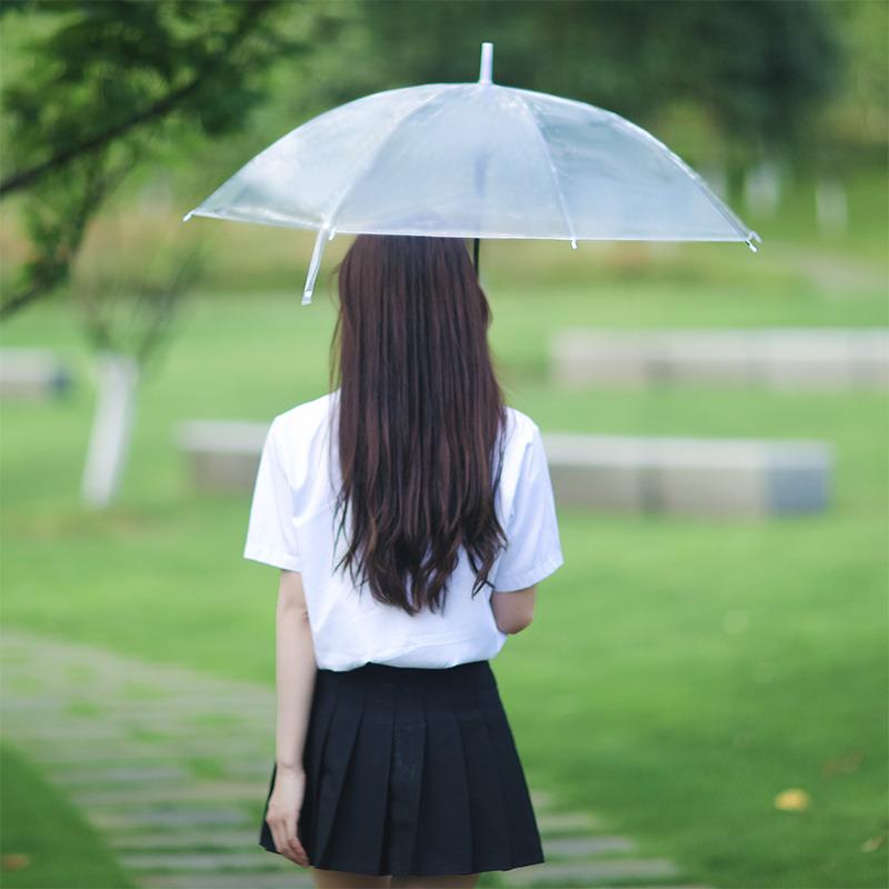 透明雨伞女长柄伞网红学生儿童透明伞直柄小清新广告伞绘画可爱