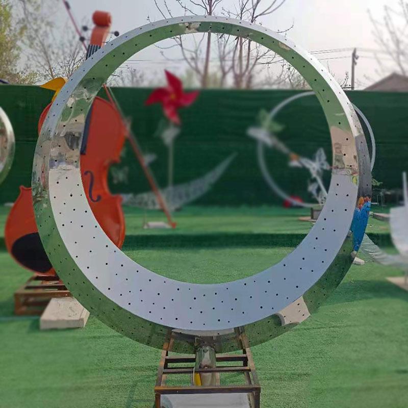 大型不锈钢雕塑圆环镂空发光创意制作园林和商业街建筑物雕塑摆件