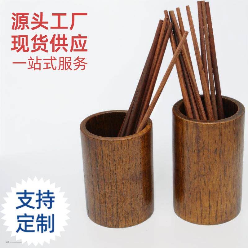 跨境厨具套装收纳桶现货供应实木笔筒筷笼筷子筒木铲木勺收纳桶
