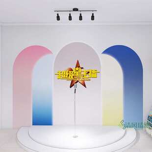 3d播音小主持人教室口才班舞台背景墙纸学校培训机构前台装饰壁纸