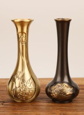 117黄花瓶摆家居客件厅装插饰品铜创意摆件花摆设