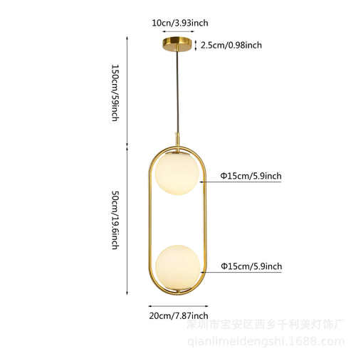 奢圆球轻艺术吊灯墙温馨餐厅书房背景北欧床头吊灯客厅简约黄铜