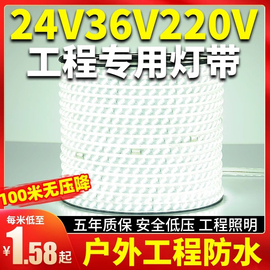 led灯带24v36v220v卷100米戶外防水工程工地下室隧道养殖照明灯条