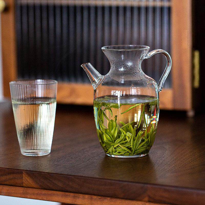 复古透明玻璃花茶壶时尚无盖小号手执壶家用可电陶炉加热煮茶器