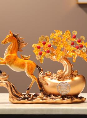 2026新中式马上发财树摆件客厅电视柜玄关家居装饰品乔迁新家开业