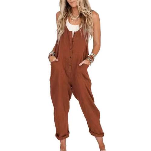 WoodBerry Womens Overalls Linen Cotton Jumpsuits Loose