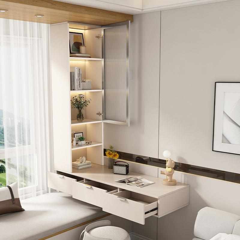 收纳桌柜一体实木飘窗柜空间利用改造储物柜子书桌书柜一体悬浮抽