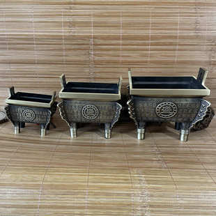 铜鼎艺术黄铜方鼎家居办公开业送贺礼黄铜四方鼎香炉工艺品摆件