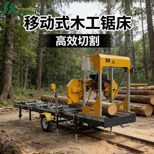 电动卧式带锯机可移动卧式锯木机龙门锯户外可移动开料机