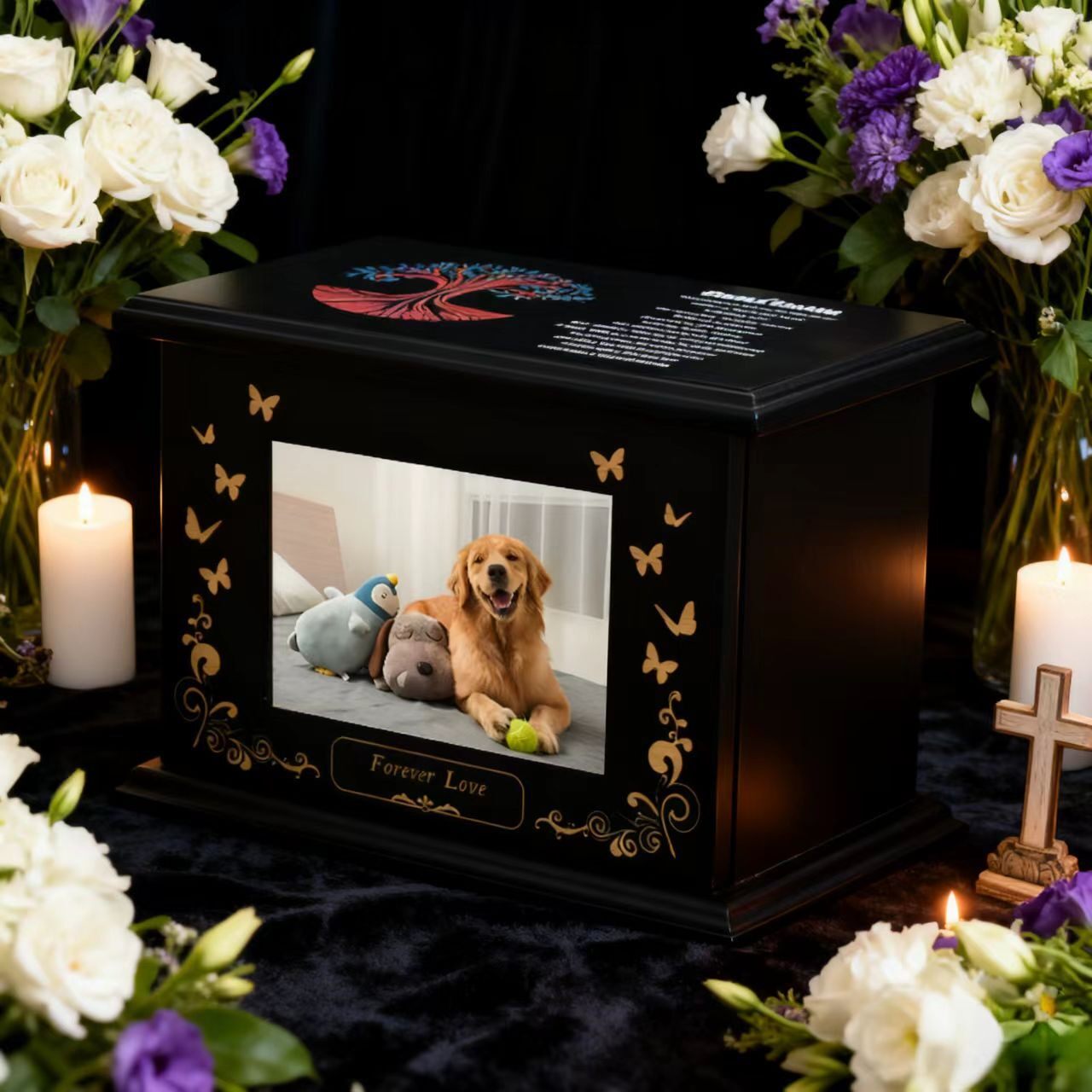 现货跨境大型狗狗犬类木制骨灰盒宠物棺材殡葬猫咪狗狗动物怀念箱