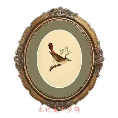 无忧装饰可挂墙6寸7寸12寸相框树脂欧式复古雕花人物花卉椭圆摆件