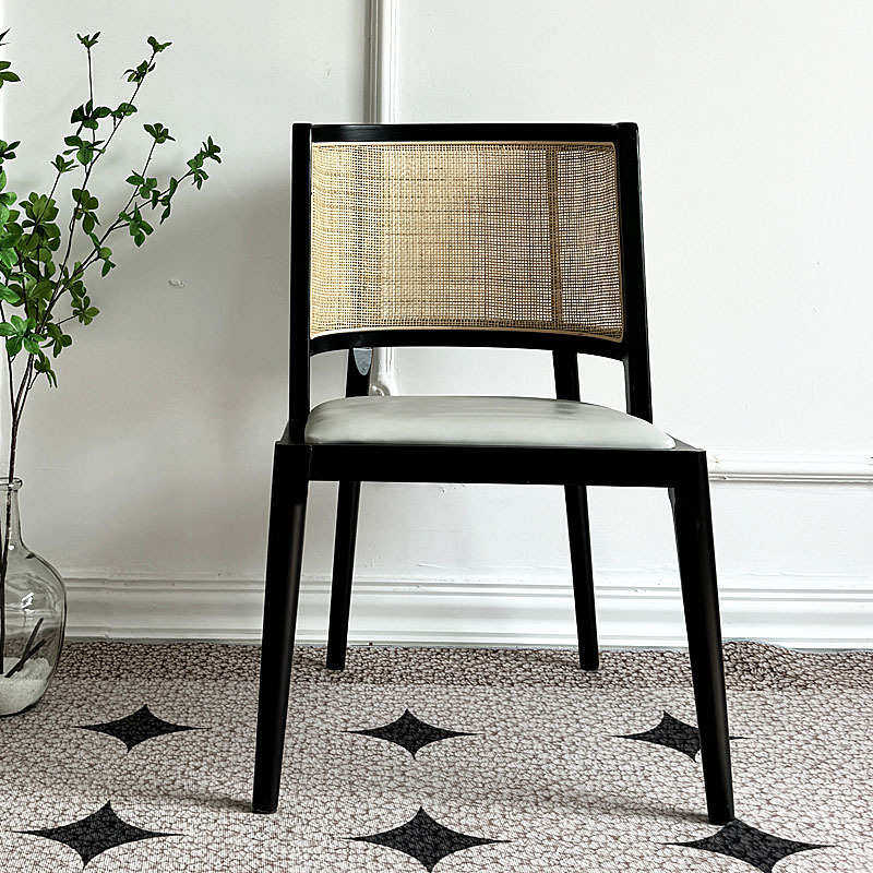 设计师实木餐椅咖啡店会所椅子复古藤编软包餐厅椅品质家用靠背椅,住宅家具,餐椅,淘宝优惠券,粉丝福利购,淘宝优惠卷