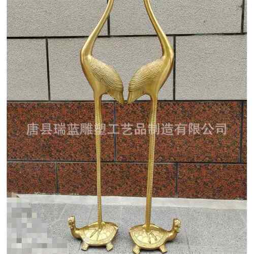 纯铜金鹤蜡台摆件 青铜鹤 古铜鹤 紫铜鹤烛台 仙鹤飞舞铜雕摆件