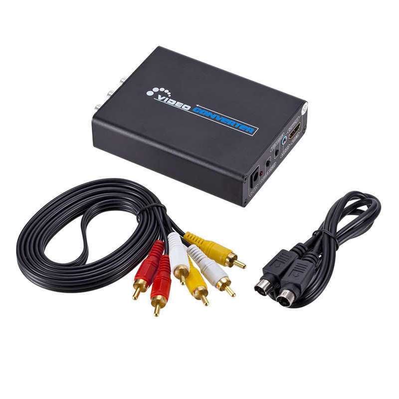 S-VIDEO+AV TO HDMI转接头RCA S端子转HDMI  CVBS高清视频转换器