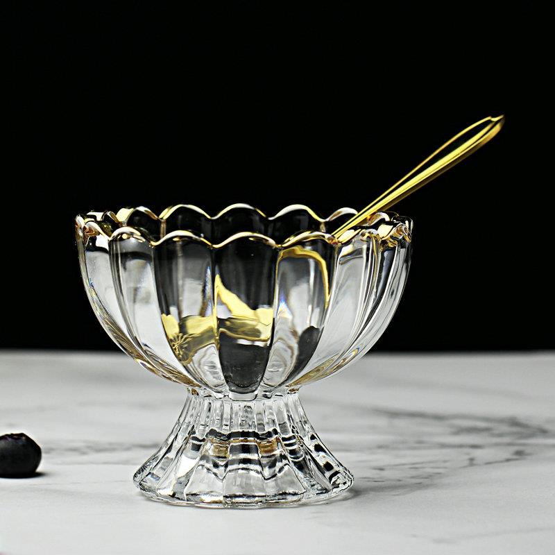 双皮奶碗花瓣透明冰淇淋酸奶杯创意家用奶茶甜品杯子双皮奶专用碗