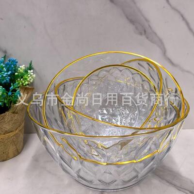 Gilded Water Wave Pattern Unglazed Bowl, Home-use Salad Bowl