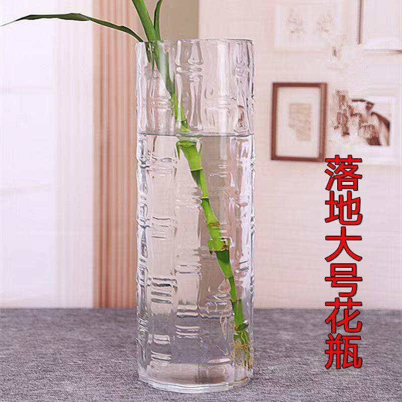 现代简约富贵竹花瓶摆件转运客厅玻璃插花透明特大号水培家用落地