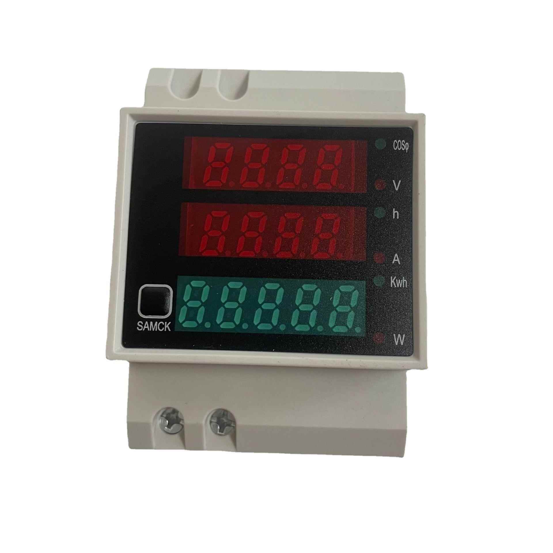 数显导轨电表家用计度器D52-2047功率表交流电压电流表功率因数仪