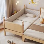 Ta床l实木童床婴儿床加木厚实拼接床带护栏儿公主单人床加宽X 632