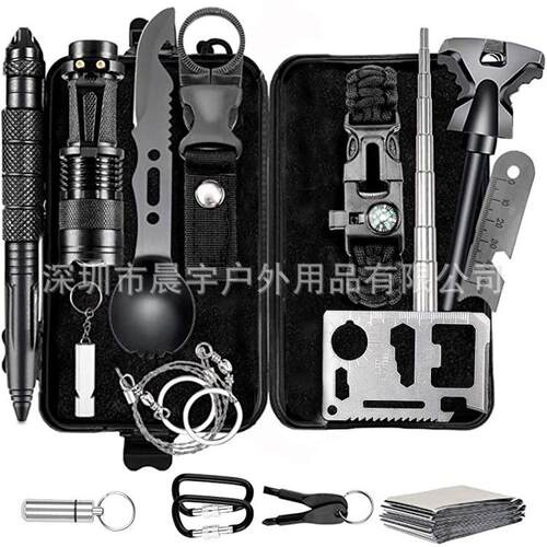野营多功能工具装备套装 急救盒应急用品 求生户外自救生存装备