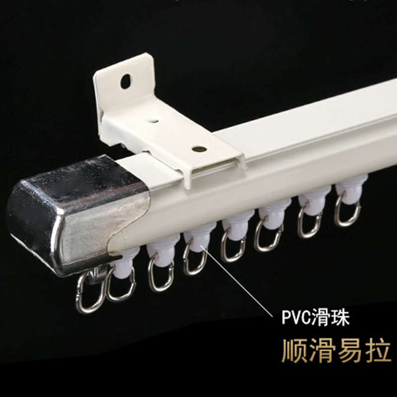 铝合金窗帘直轨道静音滑轨双轨单轨道滑轨罗马杆窗帘杆顶装侧装