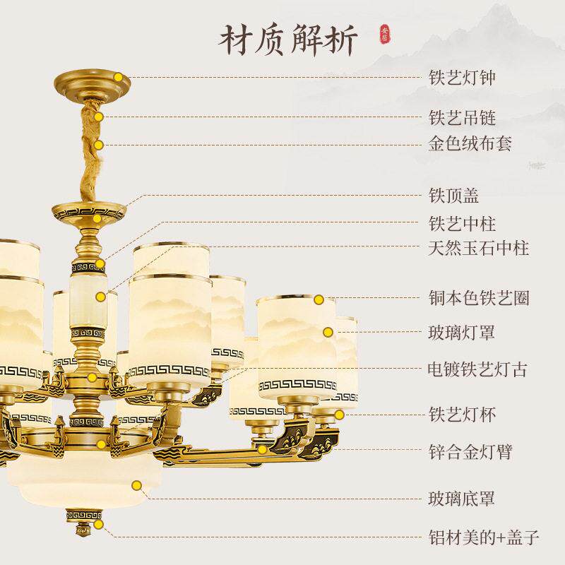 新中式别墅客厅大吊灯自建房中空复式楼吊灯大气中式吊灯中山灯具