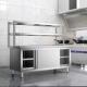 商用不锈钢拉门工作操作台面厨房打荷置物放碗储物柜切菜桌子收纳