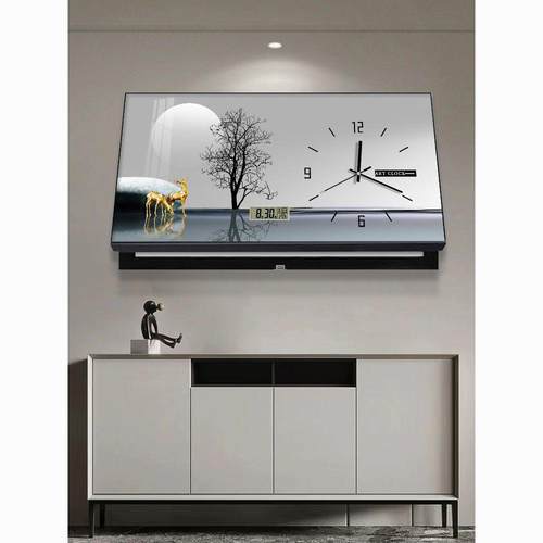 大尺寸电表箱装饰画带钟表万年历遮挡配电箱电源箱总开关时钟挂画