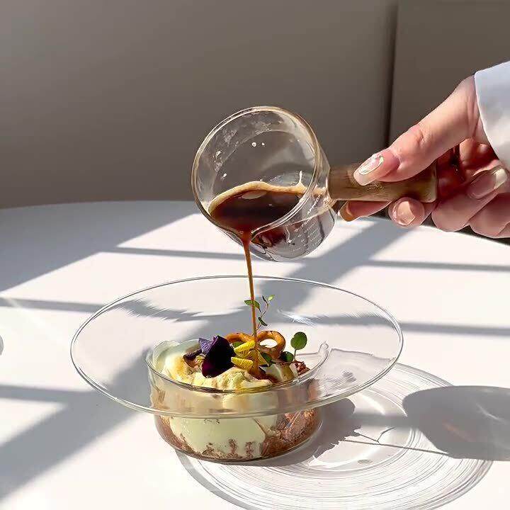 硼硅玻璃早餐酸奶碗 简约家用沙拉碗 颜值透明耐温碗草帽碗