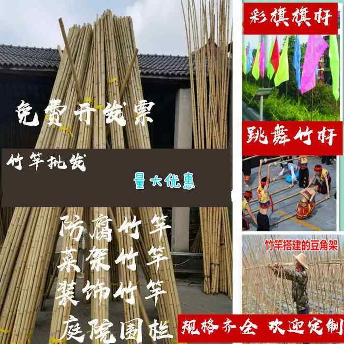 菜架竹竿搭架豆角架篱笆栅栏篱笆彩旗毛竹晾衣隔断毛楠竹厂家