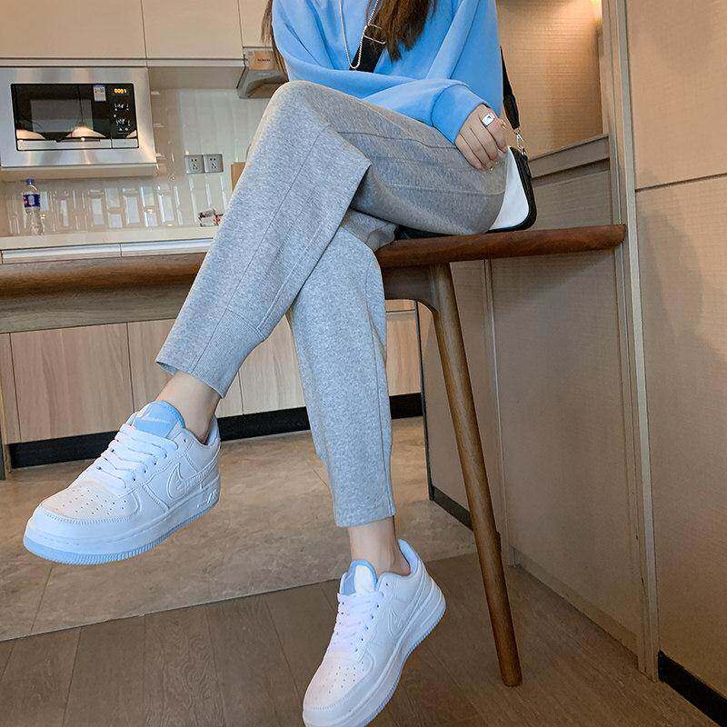 韩国2025运动裤女春秋款灰色八分小个子休闲裤宽松束脚哈伦卫裤子