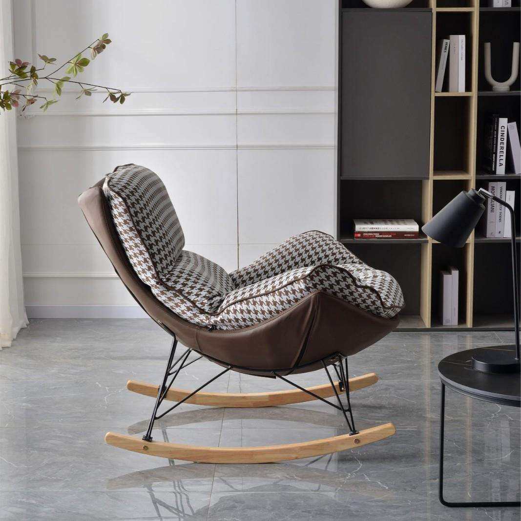 北欧实木摇椅轻奢家用客厅单人摇摇椅懒人沙发大人阳台休闲椅躺椅