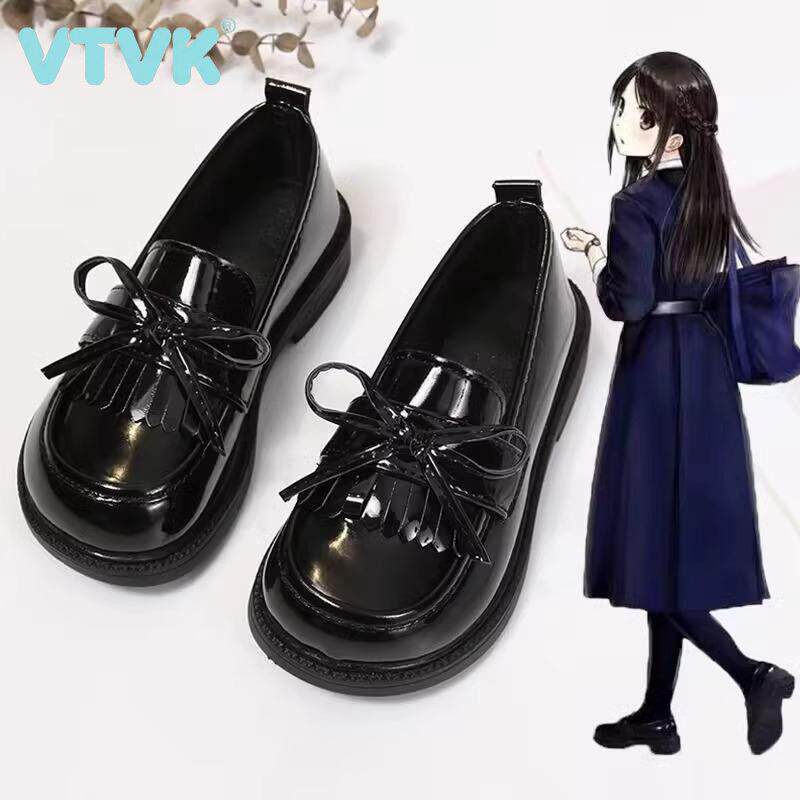 VTVK儿童软底小皮鞋女童鞋春秋公主鞋2025新款女孩黑色亮皮乐福鞋