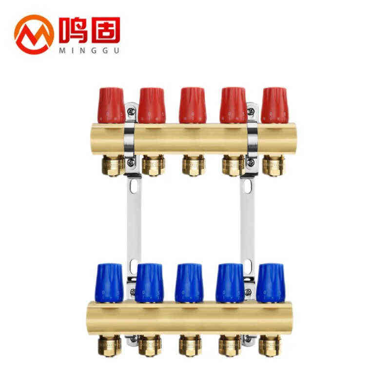 鸣固地暖分水器不锈钢加厚地热分水器集水器智能控制1寸大流量6路