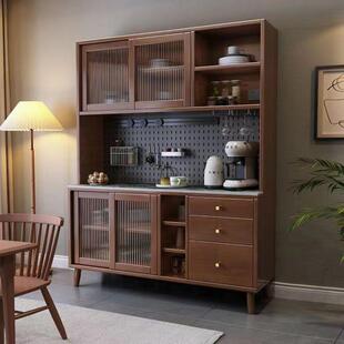 岩板桌面实木酒柜橱柜餐边柜茶水柜家用置物靠墙储物玄关柜