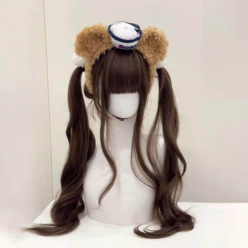 85CM假发女lolita长发大波浪长卷发可扎双马尾少萝日系jk全头套式