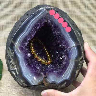 巴西天然紫晶洞摆件聚宝盆原石紫水晶洞玛瑙边裸石原矿原石洞