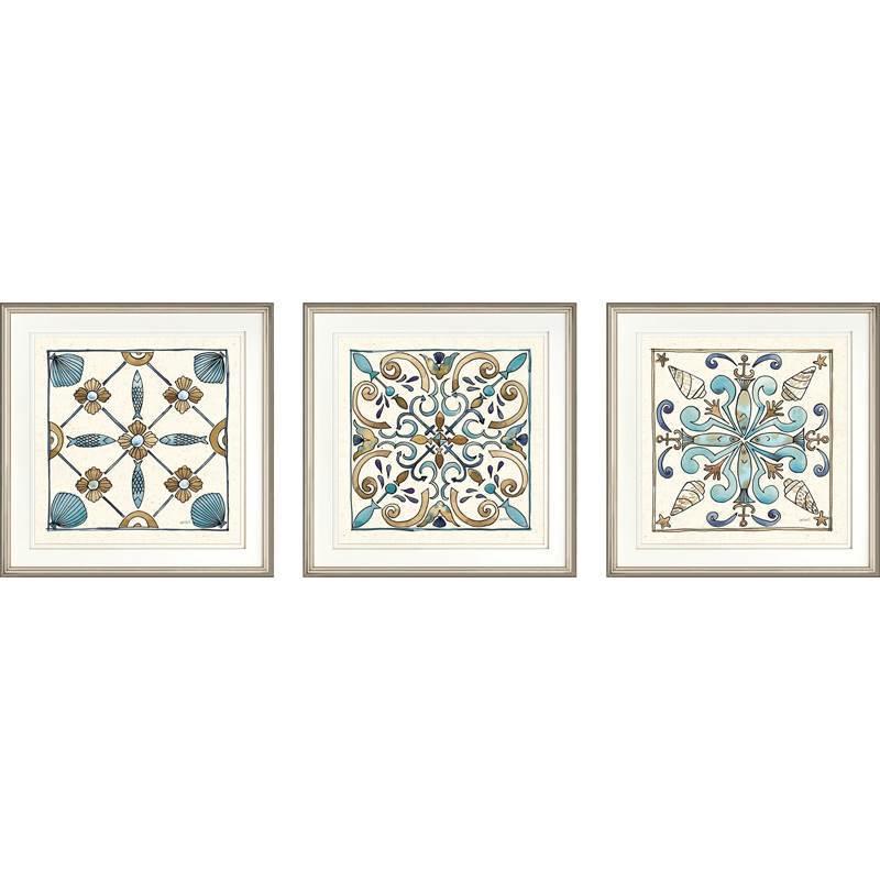 现代简美壁画厅装饰画客四联玄关柜挂上画餐画美式轻奢ZKN蓝厅色