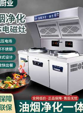 油烟净化一体电磁灶商用餐厅饭店电磁灶15KW大功率节能凹面电灶台