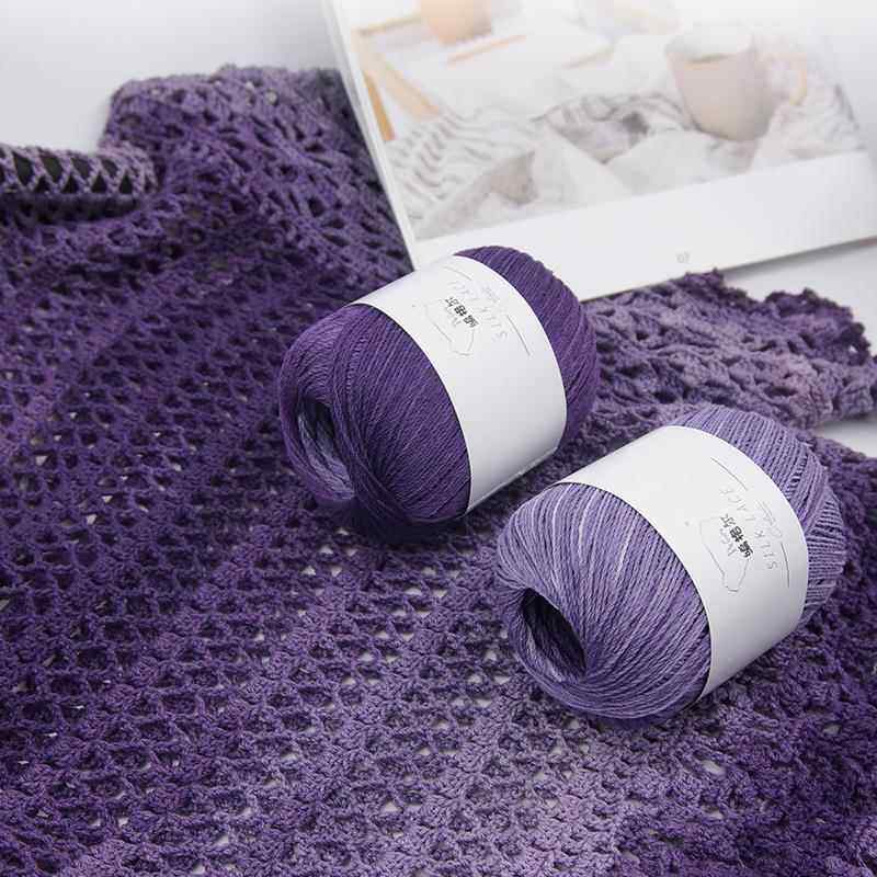 编格尔春夏丝光棉绢丝长段染蕾丝线5#手工DIY编织钩针棒针毛线