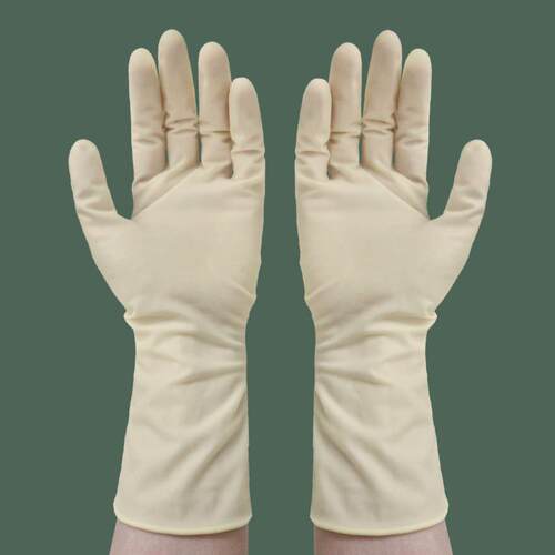 Yellow 12-inch disposable latex gloves for household cleanin