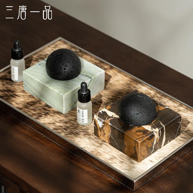 大理石香薰扩散器客厅茶几氛围感摆件酒店会所卧室衣帽间高级摆件