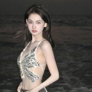 butterfly strapless and lace sequined with Women vest