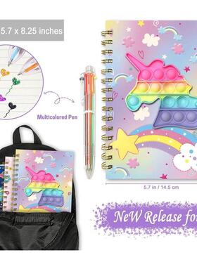 Pop Notebook for Kids, A5 Fidget Girls Diary Journal with 6