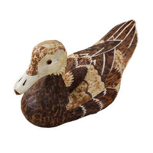 纯手工民间工艺鸳鸯笋壳笋皮编制制作竹编鸭子茶宠摆件居家饰品