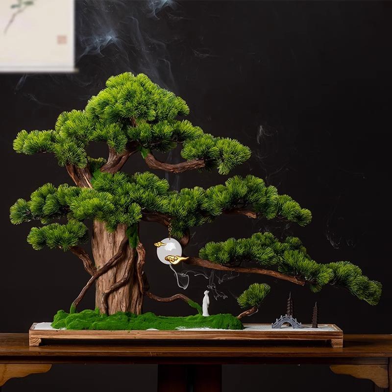 仿玄迎客松盆摆件罗汉松真盆栽关景06185101客厅大型绿植物假松树
