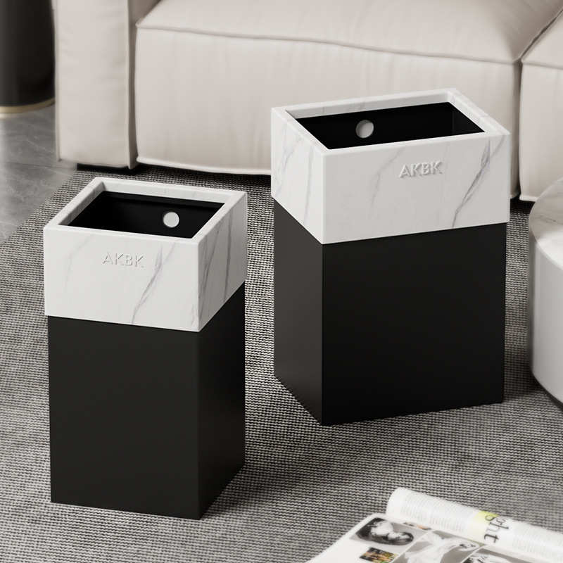 家用垃圾桶大理石卧室客厅大容量直投AKBK垃圾桶轻奢创意古风2025