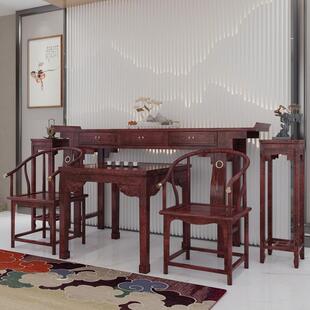 实木农村中堂六件套新中式堂屋条案几供桌榆木八仙桌素面翘头家具