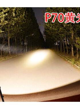 超亮12V头灯P70强光大光斑聚光抓鱼灯头钓鱼黄光300W夹电瓶外接灯