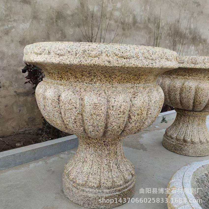 鹅卵石石雕花盆种花养草石头河滩石园林庭院石容器摆件厂家优惠